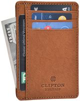 Clifton Heritage Leather Wallets for Men & Women - RFID Blocking Super Slim Minimalist Design Front Pocket Wallet (Small, Cognac Waxy)