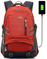 Backpack Bookbag for School College Student Sturdy Travel Business Laptop Compartment with USB Charging Port Luggage Chest Straps Night Light Reflective (Orange)