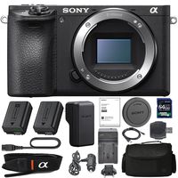 Sony Alpha a6500 Mirrorless Digital Camera (Body Only) with Sony NP-FW50 Battery, Spare FW50 Battery, 64gb SDXC 1200x Card, Card Reader, Carrying case, AC Adapter Bundle Kit - International Version