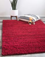 Unique Loom Solo Solid Shag Collection Modern Plush Cherry Red Area Rug (5' 0 x 8' 0)