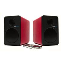 Grace Digital GDI-BTSP207 Powered Bookshelf aptX Bluetooth Speakers (Red, Pair)