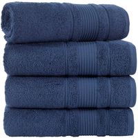 Qute Home 100% Turkish Cotton Bath Towels (27 x 52 inches) 4 Pieces Towel Set, Navy Blue