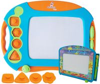 CHUCHIK Toys Magnetic Drawing Board Set for Kids and Toddlers. Large 15.7 Inch Magna Doodle Writing Pad Comes with a 4-Color Travel Size Sketch Doodle Board. (Orange-Blue)