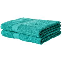 AmazonBasics Fade-Resistant Cotton Bath Towel - Pack of 2, Teal