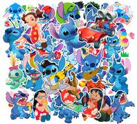 Lilo & Stitch Caroon Stickers(55pcs) Waterproof Vinyl for Waterbottle Laptop Luggage Car Motorcycle Bicycle Fridge DIY Styling Vinyl Home