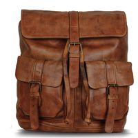 KomalC Leather backpack rucksack travel overnight travel laptop camping school college bag for men and women