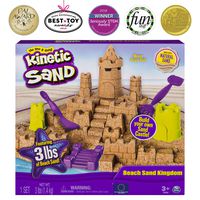 Kinetic Sand Beach Sand Kingdom Playset with 3lbs of Beach Sand, for Ages 3 and Up
