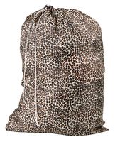 Nylon Laundry Bag - Locking Drawstring Closure and Machine Washable. These Large Bags Will Fit a Laundry Basket or Hamper and Strong Enough to Carry up to Three Loads of Clothes. (Leopard)