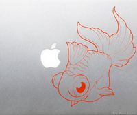 Fat Googly Eyed Swimming Pet Goldfish Fish MacBook Laptop Vinyl Decal ORANGE Sticker Car Window Aquarium Fishtank Tank Ryukin Koi Cartoon Drawing Bubble Eyed Fancy Tail Kids Children Baby