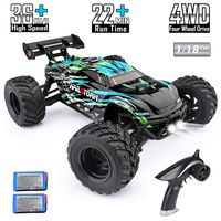 HAIBOXING RC Cars Hailstorm, 36+KM/H High Speed 4WD 1:18 Scale Electric Waterproof Truggy Remote Control Off Road Monster Truck with Two Rechargeable Batteries, RTR ALL Terrain Toys for Kids and Adult