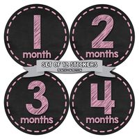 Baby Monthly Milestone Stickers | Baby Month Stickers for Girl | Baby Monthly Stickers for First Year | Chalkboard (Style 429)