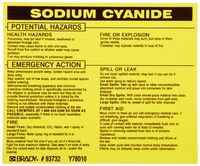 Brady 93732 Vinyl Hazardous Material Label , Black On Yellow,  3 3/4" Height x 4 1/2" Width,  Legend "Sodium Cyanide" (25 Labels per Package)