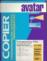 Avatar AT1000 by Avalon Transparency Film, Unstriped Clear Film, 8.5 x 11" sheets, 100 sheets