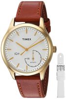 Timex Women's TWG013600 IQ+ Move Activity Tracker Brown Leather Strap Smartwatch Set With Extra White Silicone Strap