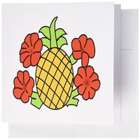 3dRose Hawaiian Pineapple n Hibiscus - Greeting Cards, 6 x 6 inches, set of 12 (gc_44887_2)