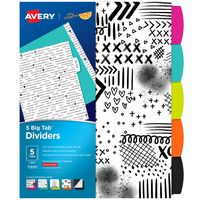 Avery + Amy Tangerine Designer Collection Big Tab Dividers, Black and White Ink-Spiration, 5-Tab Set (11393)