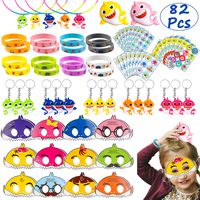 Ticiaga Cute Shark Party Favors, 82pcs Little Shark Theme Party Supplies for Birthday Goodies Bag Fillers, Pinata Fillers, Doo Doo Party Toys, Shark Mask, Stickers, Bracelet for Boys Girls