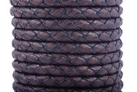 KONMAY 2 Yards 4.0mm Antique Brown Genuine Leather Braided Bolo Leather Cord