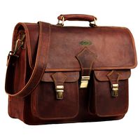 Vintage Leather Laptop Bags for Men Full Grain Large Leather Messenger bag for men 18 inches with rustic look Best leather briefcase by Hulsh