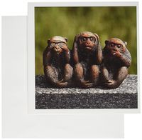 3dRose 3 Monkeys, Hear, See, Speak No Evil - Greeting Cards, 6 x 6", Set of 6 (gc_112680_1)