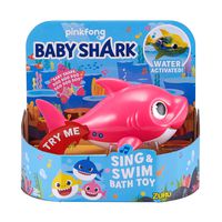Robo Alive Junior Baby Shark Battery-Powered Sing and Swim Bath Toy by ZURU - Mommy Shark (Pink)