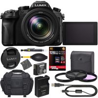 Panasonic Lumix DMC-FZ2500 Digital Camera: (Black) + 128GB AOM 4K Pro Kit: International Version (1 Year AOM Warranty)