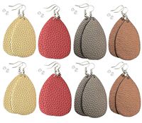 monochef Leather Earrings Lightweight Faux Leather Leaf Dangle Earrings Teardrop Earrings Antique Handmade Earrings for Women Gift, 8 Pairs