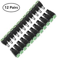 MUXYH 12 Pairs 12V Male & Female 2.1x5.5MM DC Power Jack Plug Adapter Connector for CCTV Security Camera
