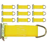 DC Cargo Mall 10-Pack E-Track Rope Tie-Offs, 2" x 6" Yellow Rope Tieoff Cargo Tie-Downs w/Etrack Spring Fittings for Load Securement Tiedown in Pickups, Trailers, Trucks, Boats, Vans, Cars