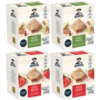 Quaker Breakfast Squares, Variety Pack, Apple Cinnamon & Strawberry, Pack of 4 Boxes, 5 Bars Per Box
