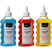 AmazonBasics Liquid Washable Glitter Glue, Assorted Colors (Red/Yellow/Blue), 6 oz. Each, 3-Count