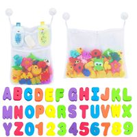 Comfylife 2 x Mesh Bath Toy Organizer + 6 Ultra Strong Hooks + 36 Bath Letters & Numbers - Eco-Safe, Fun, Educational Foam Baby Bath Letters and Perfect Toy Storage Net for Baby Bath Toys & More