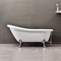 WOODBRIDGE 67" x 30" Slipper Clawfoot Bathtub with Solid Brass Polished Chrome Finish Drain and Overflow, BTA1523, 67" B-0023