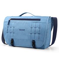 Gonex Messenger Bag Satchel 15 Inch Laptop Shoulder Bags Handbag Briefcase for Men Women for School Work Travel Business College Outdoor Light Blue