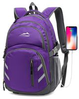 Backpack For School College Student Business Travel Bookbag with USB Charging Port (Purple)