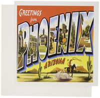 3dRose Greetings From Phoenix Arizona with Cowboy on a Horse with Lasso and Scenes of the City - Greeting Cards, 6 x 6 inches, set of 6 (gc_160716_1)