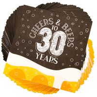 Cheers & Beers to 30 Years Paper Napkins (6.5 in, 100 Pack)