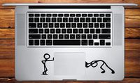 Pushing and Standing Silhouette - Macbook Trackpad Decal - Cute Cartoon