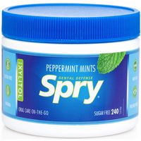 Spry Natural Peppermint Xylitol Mints - On-The-Go Oral Care Sugar Free Mints - 240 Count (2 Pack)