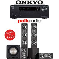 Polk Audio TSi 500 5.1-Ch Home Theater Speaker System with Onkyo TX-NR686 7.2-Ch 4K Network AV Receiver