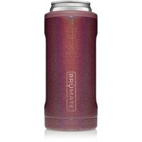 BrüMate Hopsulator Slim Double-walled Stainless Steel Insulated Can Cooler for 12 Oz Slim Cans (Glitter Merlot)