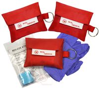 CPR Mask Keychain with Nitrile Gloves (Pack of 3), MCR Medical