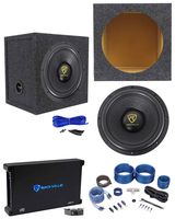 Rockville W12K9D4 12" 4000w Car Subwoofer+Sealed Sub Box+Mono Amplifier+Amp Kit