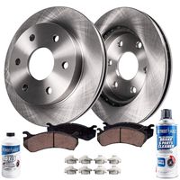 Detroit Axle - Front Brake Rotors & Ceramic Pads w/Hardware Brake Cleaner Fluid for 07-19 Escalade,ESV - [08-19 Sierra/Silverado 1500] - [05-19 Suburban, Yukon XL] - [07-13 Avalanche]