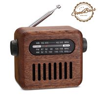 Retro Radio Bluetooth Speaker-Vintage Walnut AM/FM/WB Portable NOAA Weather Radio with Old Fashioned Style, Bluetooth 4.2 Wireless Connection, Loud Volume, AUX in for Home, Travel, Office