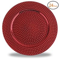Fantastic:) Round 13 Inch Plastic Charger Plates with Eletroplating Finish (24, Hammer Red)