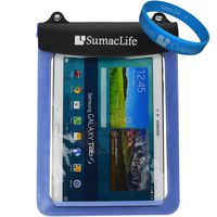 Universal Touch Screen Waterproof Bag Cover Case for Samsung Galaxy Note 10.1, Tab Pro, Tab S 10.5 Fit up to 10.6 Inch Tablet Blue with SumacLife Wisdom Courage Wristband