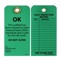 NMC SPT3 OK - DO NOT ALTER Tag - [Pack of 25] 3 in. x 6 in. 2 Side Cardstock Inspection Tag with Grommet, Black Text on Green Base