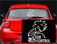 NRA Calvin Piss Pee on Socialist Gun Control Vinyl Decal Sticker for Window Car Laptop (5.5" inches (White)