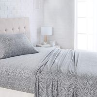 AmazonBasics Lightweight Super Soft Easy Care Microfiber Sheet Set with 16" Deep Pockets - Full, Grey Cheetah